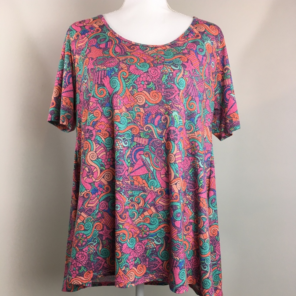 Lularoe Perfect T Multi-Colored Pink Sz M